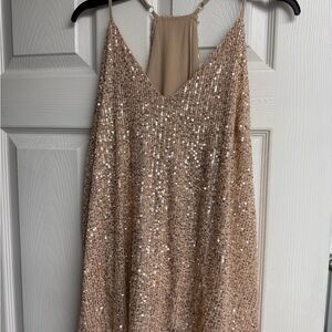 Amazon Beige Sequin Tank Top